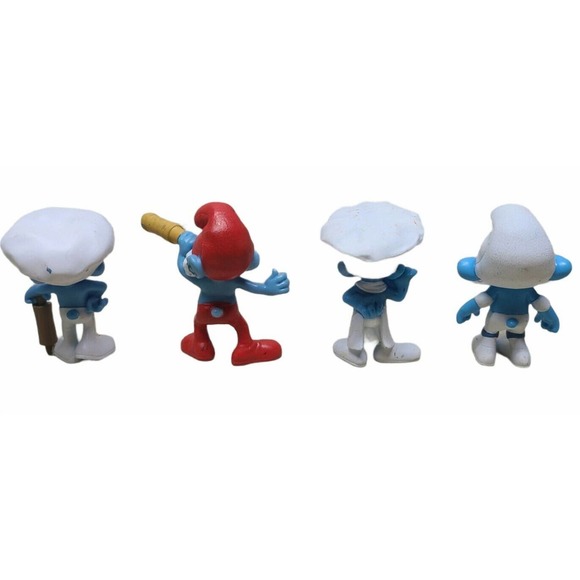 Lot Of 4 PVC Peyo Smurf Figures McDonald’s 2011 Baker Papa Chef Panicky - Picture 2 of 2